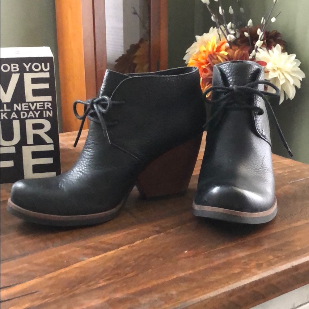 Black Leather Ankle Booties
